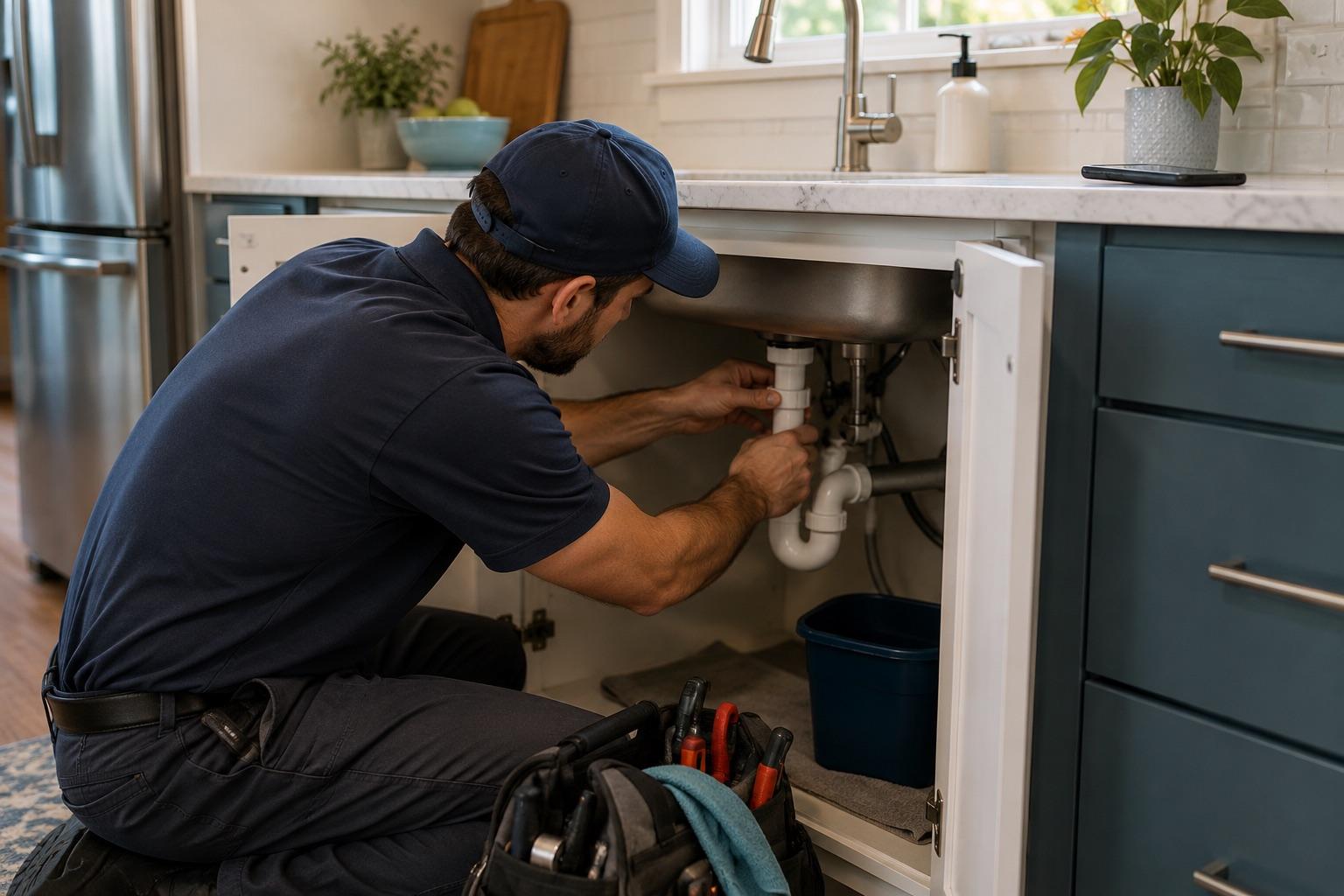 Tradesperson working on a home service job