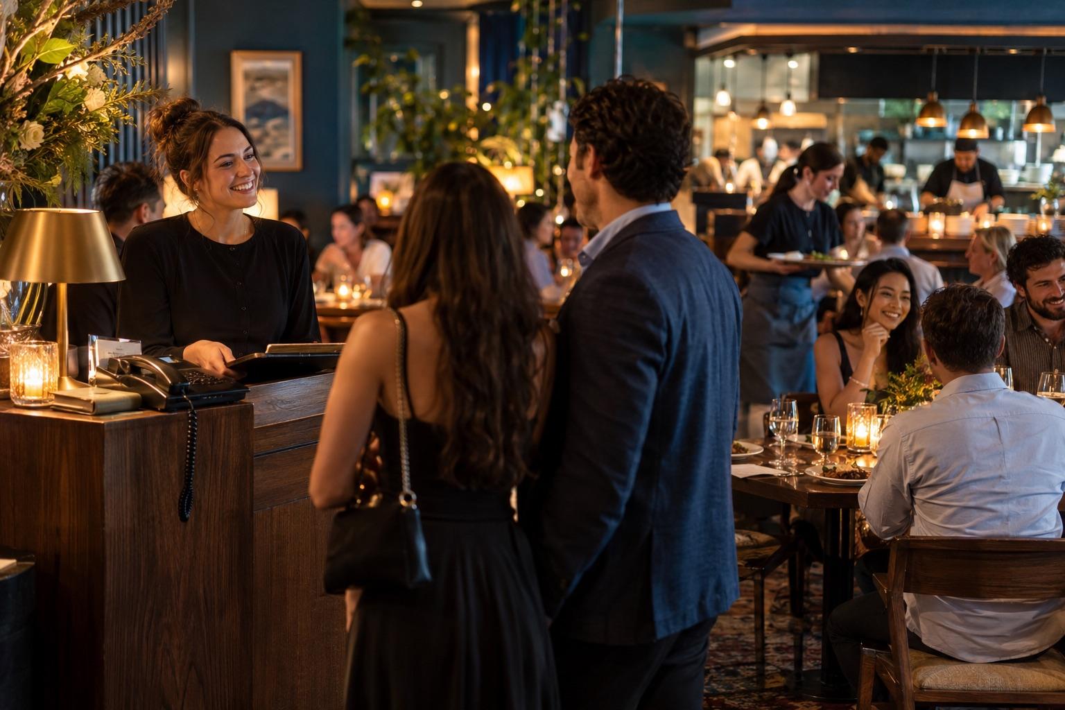 Restaurant staff serving guests
